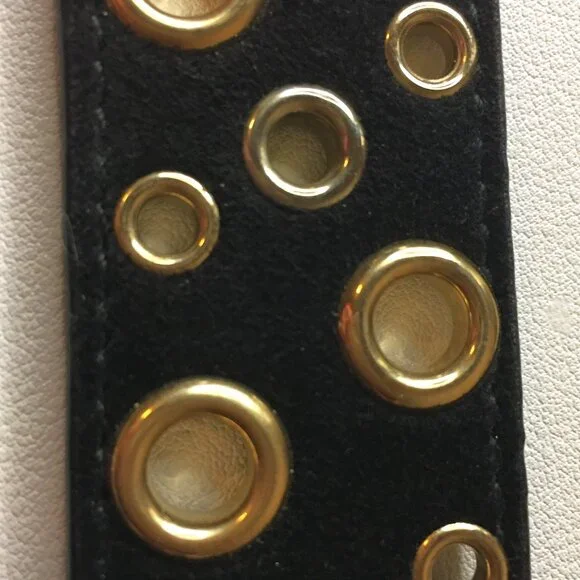 Black & Gold Grommet Suede πππππ Belt - Picture 9 of 10